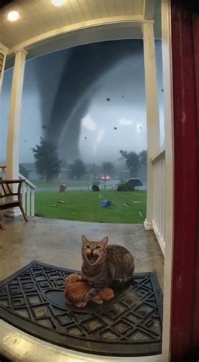Mother Cat vs Tornado — She Shields the Kitten to the Last Second #Shorts #Tornado