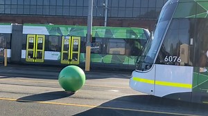 Melbourne tram practices bowling