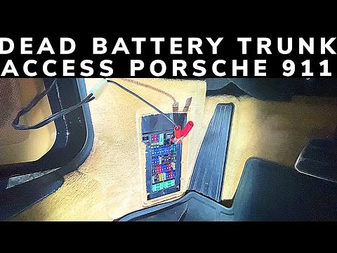 Open trunk on a Porsche with a dead battery.
