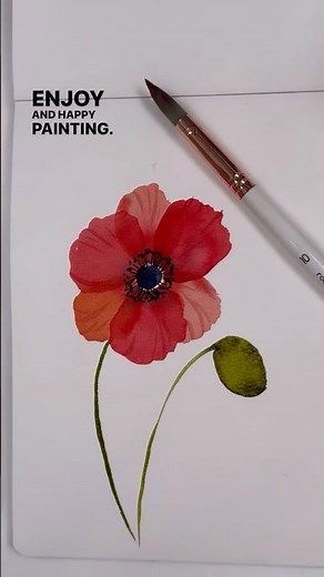 Easy watercolour poppy