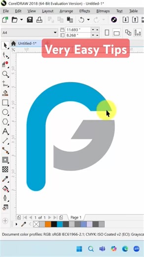 PG Logo Design in CorelDraw, Very Easy Tips & Tricks #rvmaurya #youtubeshorts #shortvideo