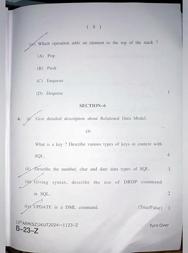 12th Computer Science question paper 2024 JKBOSE