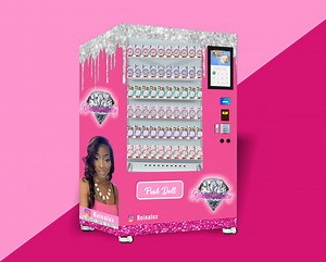 [Hot Item] Fake Hair Vending Machine with Pink Wrapping and Touch Screen