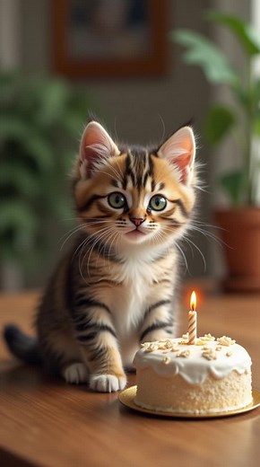 Happy Birthday Cat Animation Celebration