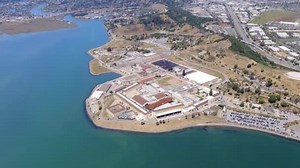 San Quentin State Prison Aerial Tilt Reveal Surrounding Area San