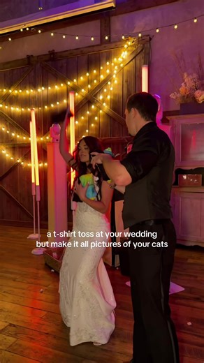 actually obsessed with this idea!!! 🐱 would you do it?! content creation: @vividmomentswithsan venue: @terrain_devonyard @terrain_events photo photobooth: @eastcoastentertainment DJ: @eastcoastentertainment @kevnichols__ florals: @willowandthistle hair: @courtmondelli_makeover makeup: @glambynancy groom’s attire: @chazmatazzprinceton wedding dress: @bridalsposabella jewelry: @oliveandpiper wedding content creator in pa Pennsylvania reception fun cute idea tshirt toss pictures photos of cat pet 