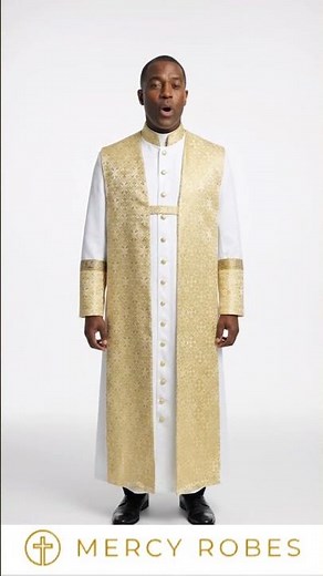Premium White & Gold Clergy Robe for Men With Chimere | Mercy Robes