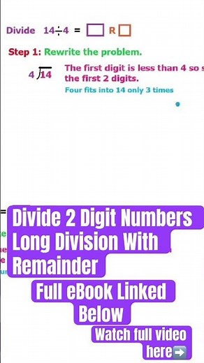 Divide 2 Digit Numbers Long Division With Remainder