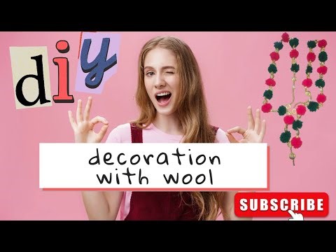 Pom pom hanging from wool #making #woolcrafts #trending #decoration #woolen #pompom