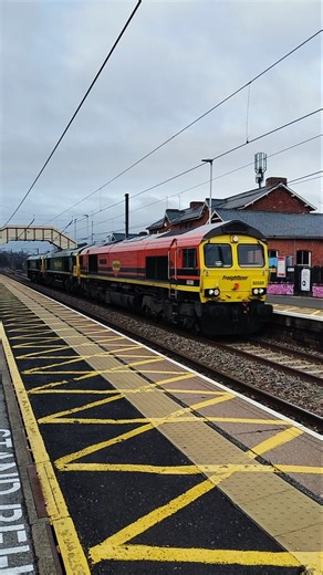 Freightliner Class 66 x 3 light locomotive movement class 66 south bound at Chester le St