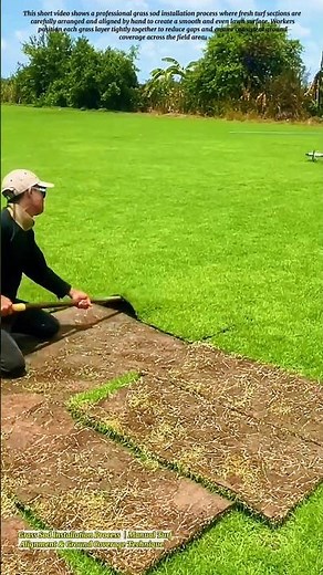 Grass Sod Installation Process | Manual Turf Alignment & Ground Coverage Technique