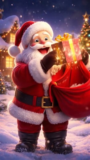 🎅 Santa Claus Brings Magical Gifts! ✨ Happy Christmas Kids 🎁 #shortsvideo #pixarstyle #animation#ai