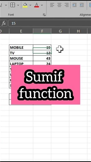 SUMIF FUNCTION in excel sheet 😎 #shorts #shortvideo #exceltips #excel #excelshortcuts #tech