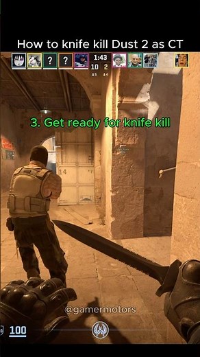 How to knife kill in CS2 Dust 2 🔥 #cs2 #cs2clips #cs2knife #shorts