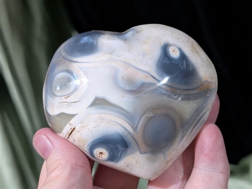 Hand Carved Natural Orca Agate Heart ~ Puffy Agate Heart - Etsy