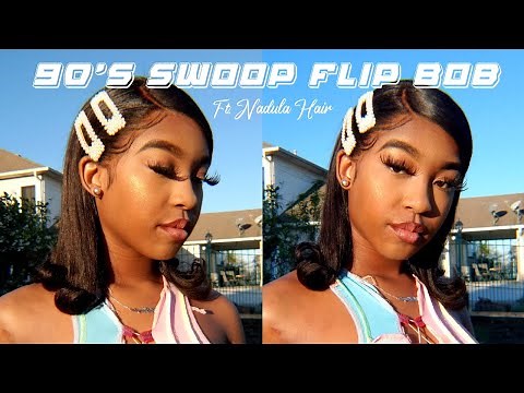 90's Inspired Side Swoop Bob With Flipped Ends | Ft. Nadula Hair