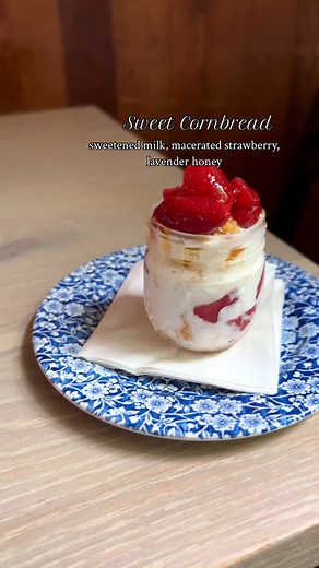 🍓Chef’s special this evening is delightful & delicious! Sweetened cornbread with strawberry and lavender honey… | Table & Main