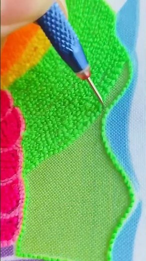 Punch needle leaf that pops off the fabric #embroidery #satisfying #asmr