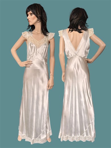 Vintage 1930s Bias Cut Liquid Satin Slip Dress, S/M - Etsy