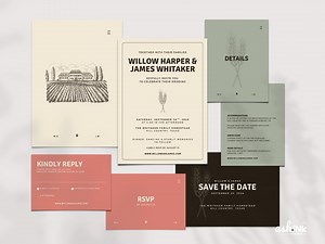 Rustic Vineyard Farm Wedding Invitation Set Editable Canva Template Digital Download - Etsy