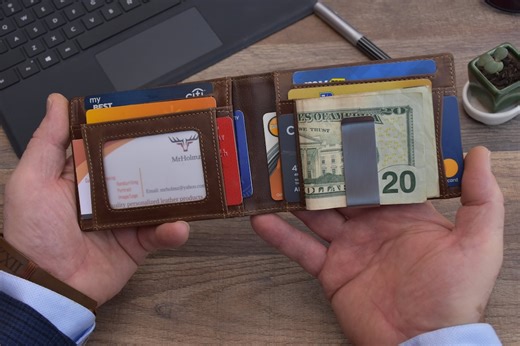 Personalized Leather Money Clip Wallet: Slim RFID Engraved Wallet - Etsy