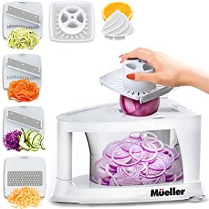 Mueller Spiral-Ultra 4-Blade Spiralizer, 8 into 1 Spiral Slicer, Heavy Duty Salad Utensil, Vegetable Pasta Maker and Mandoline Slicer for Low Carb/Paleo/Gluten-Free Meals