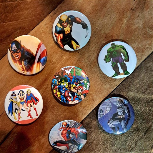 Buttons - Buy 7 = FREE SHIPPING - Super Hero Collection - 1.5" Round - USA Made - Etsy