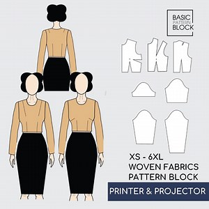 Basic Women Bodice, Torso Pdf Sewing Pattern Block (PDF Download) • Sizes XS- 6XL - Etsy