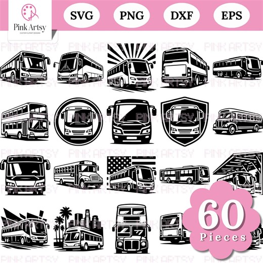 Bus SVG Clipart Bundle | School & City Bus Cut Files (digital Download, 60 Pieces) - Etsy