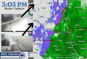 3:05 PM Radar Update A transition from rain to snow will occur from west to east across the area this afternoon and evening. Additionally, wind speeds will continue to increase with gusts of 50-65 possible through tonight. Blowing snow will bring limited visibility. If possible, limit your travel this evening and tonight. | US National Weather Service Omaha/Valley Nebraska