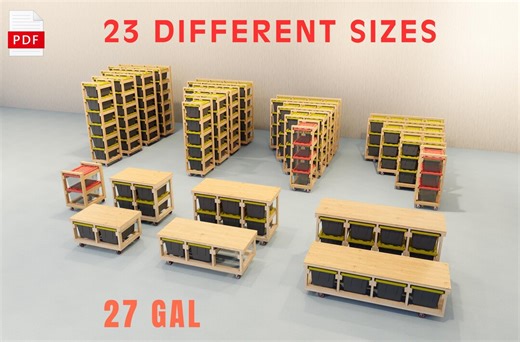 DIY Tote Rack | 27 Gallon Tote Storage Rack Plans | Wheelie Tote Storage Rack | Bin Rack Plans - Etsy