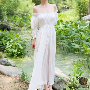 White Cotton Milkmaid Dress: Renaissance Faire Cottagecore Gown - Etsy