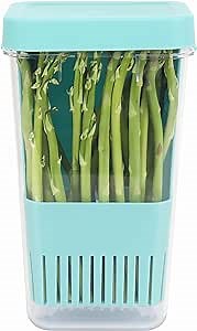 Herb Keeper, BPA-Free Plastic Herb Saver with an Inner Basket for Cilantro Blue Kherb-keep1-b