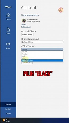 Dark Mode Microsoft Word