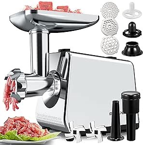 Electric Meat Grinder,Meat Grinder Electirc,Sausage Stuffer Maker,Meat Grinders for Home Use Heavy Duty,Max 2000W Meat Mincer with Sausage & Kubbe Kit, 3 Grinder Plates