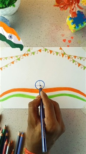 Simple 15 August Drawing for School Kids✨🇮🇳 #independenceday #art #drawing #shorts
