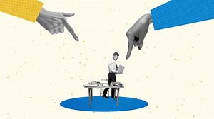 Stop motion, animation. Guiding hands showing direction for young man, office worker isolated on light background. Inspiration, idea, trendy. Concept of boss, professional occupation, business, ad.