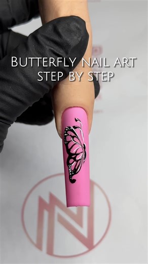 Step-By-Step Butterfly Nail Art Tutorial with Black and White Liner Gel