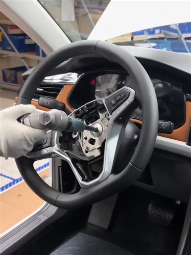 Steering Wheel Airbag Installation in Car Manufacturing