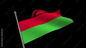 [Loop video] [Transparent background] Animated video of the Malawi flag