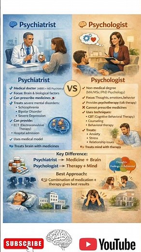 Psychiatrist vs Psychologist 🧠✨Same goal, different approaches!