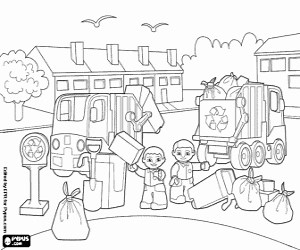 Garbage trucks of Lego coloring page printable game