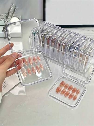 Transparent Nail Polish Storage Box, Fake Nails Storage Box, Press-Type Nail Storage Box, Nail Display Box, Artificial Nail Storage Box, Nail Tool Storage Box, Nail File Storage Box, Jewelry Box, Storage Bag, Makeup Brush Storage Box, Makeup Brush Storage Box, Perfume Storage Box, Cosmetic Bag, Women's Gift, Christmas Gift, Creative Women's Gift, Room Decor | SHEIN