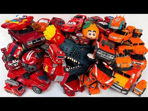Full Red & Orange Robot Car Transform - Funny Stop Motion: Superhero vs Optimus Prime & Dragon Ball