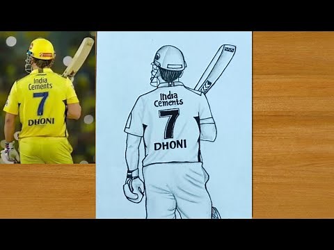 Ms Dhoni Drawing | how to draw Ms Dhoni from Indian IPL Player CSK | easy drawing