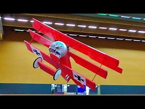 AMAZING HUGE RC LIGHTWEIGHT FOKKER DR1 SCALE MODEL AIRPLANE INDOOR FLIGHT DEMONSTRATION