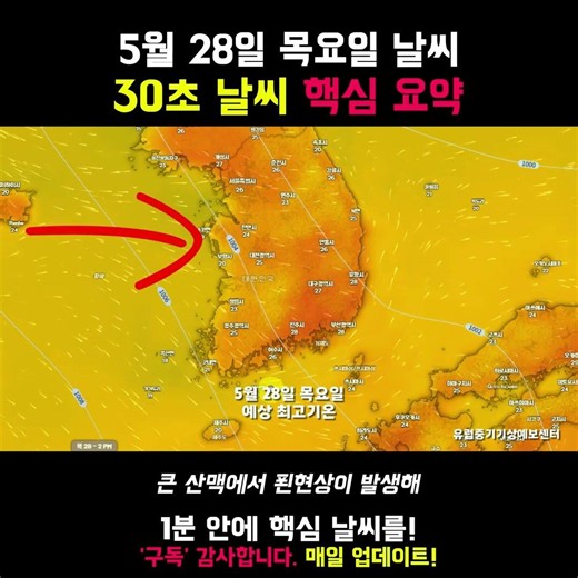 5월 28일 목요일 날씨를 30초만에 알아봅시다!