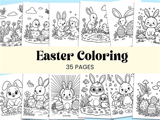 Easter Bunny Coloring Pages for Kids, 35 Printable Activity Sheets - Etsy