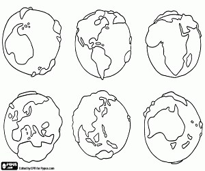 The six continents of the planet coloring page printable game
