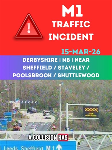 M1 Collision Causes Road Closure Between Chesterfield and Barlborough